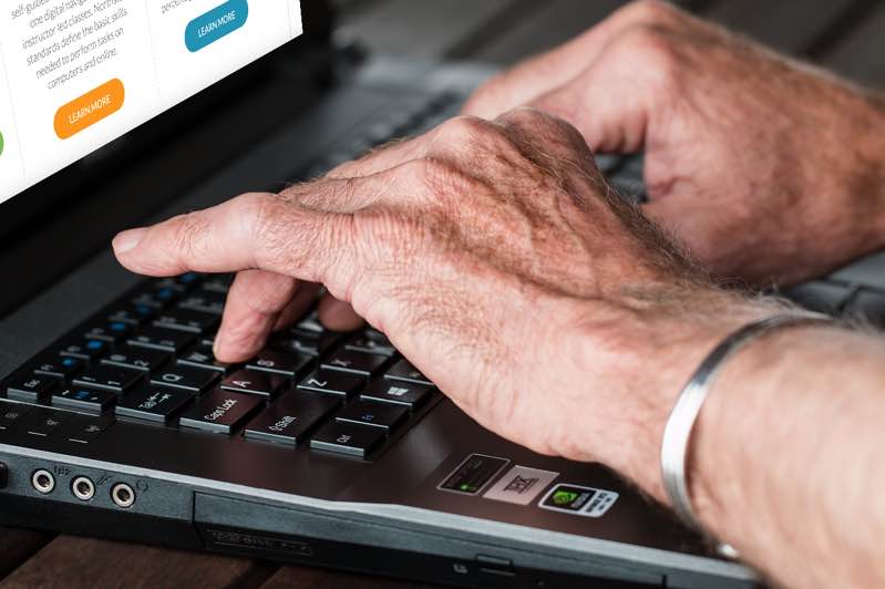 An elderly person's hands